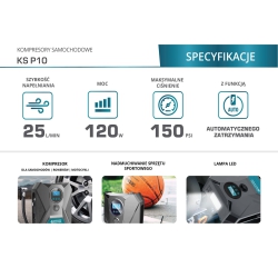 KS P10 KOMPRESOR SAMOCHODOWY 12V