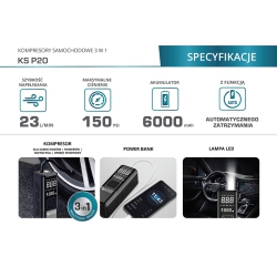 KS P20 KOMPRESOR SAMOCHODOWY 3W1