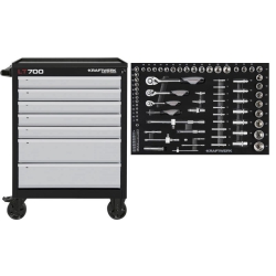 Kraftwerk LT700 – Wózek warsztatowy + Zestaw nasadowy 1/4″ 3/8″ 1/2″ – 7 szuflad