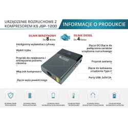 KS JSP-1200 URZĄDZENIE ROZRUCHOWE POWER BANK KOMPRESOR