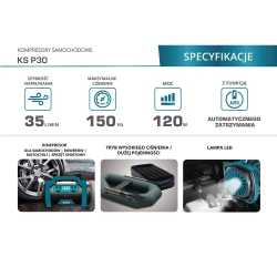 KS P30 KOMPRESOR SAMOCHODOWY 12V/230V