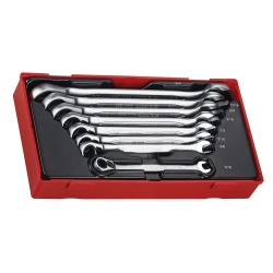 TENGTOOLS TT6508RAF – Zestaw kluczy płasko-oczkowych z grzechotką 8 el. (calowe)