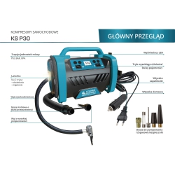 KS P30 KOMPRESOR SAMOCHODOWY 12V/230V